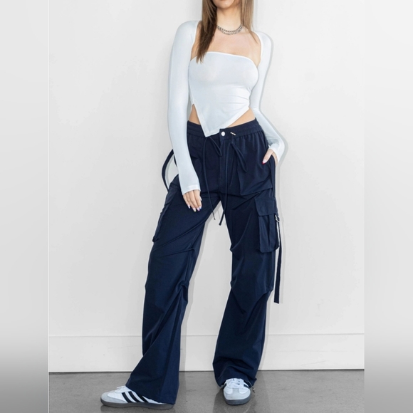 #8784 🛑S BOHO CHIC FABULOUS WIDE LEG CARGO PANTS - Picture 5 of 16